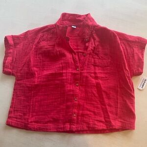 Old Navy‎ Fuchsia Wide Button Shirt 100% Cotton NWT